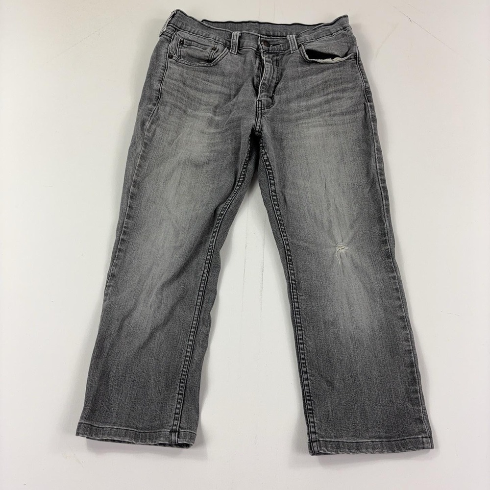 Levis 514 Jeans Mens 33x24 Gray Medium Wash Straight Leg Regular Fit Denim Pants